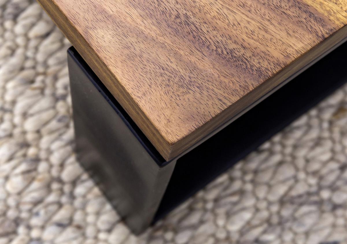 Couchtisch mit Holzplatte, Sheeham/Schwarz - Sheeshamfarben/Schwarz, Design, Holz/Metall (115/60/35cm) - MID.YOU