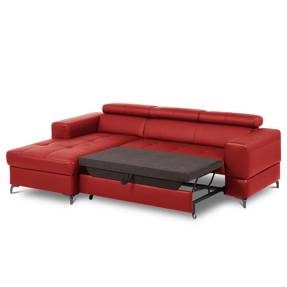 Ecksofa Torino Teilleder Rot 173x247 - Rot/Schwarz, Design, Leder/Textil (173/247cm) - Livetastic