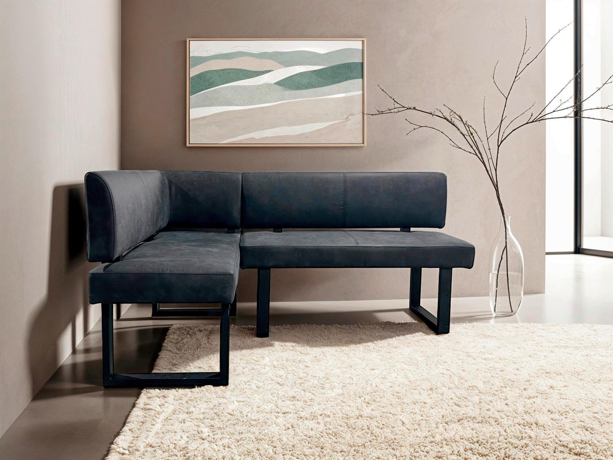 Eckbank Vancouver Anthrazit, Schwarz 125x181 Cm - Anthrazit/Schwarz, Design, Textil/Metall (125/181,5cm) - MID.YOU
