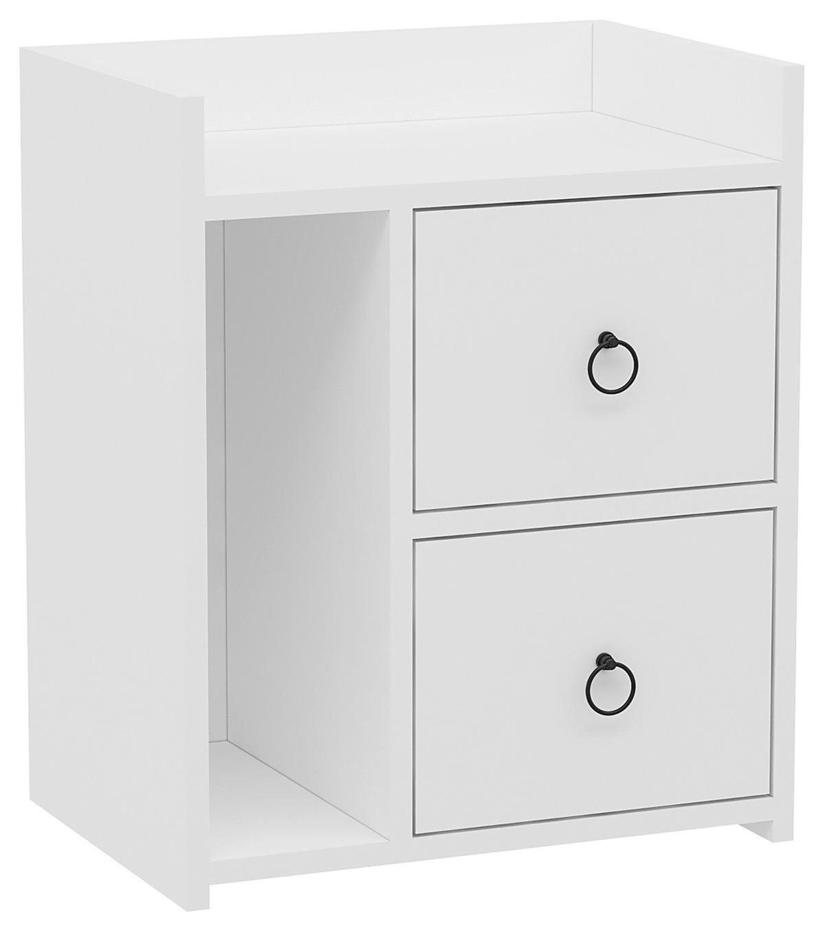 Nachtkästchen Weiß H: 60 cm Venus - Weiß, Design, Holzwerkstoff (50/60/35cm) - MID.YOU