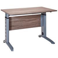 Schreibtisch höhenverstellbar B 90cm Serie 1215, Trüffel - Eichefarben/Silberfarben, Basics, Holzwerkstoff/Metall (90/65/69,5(87,5)cm) - MID.YOU