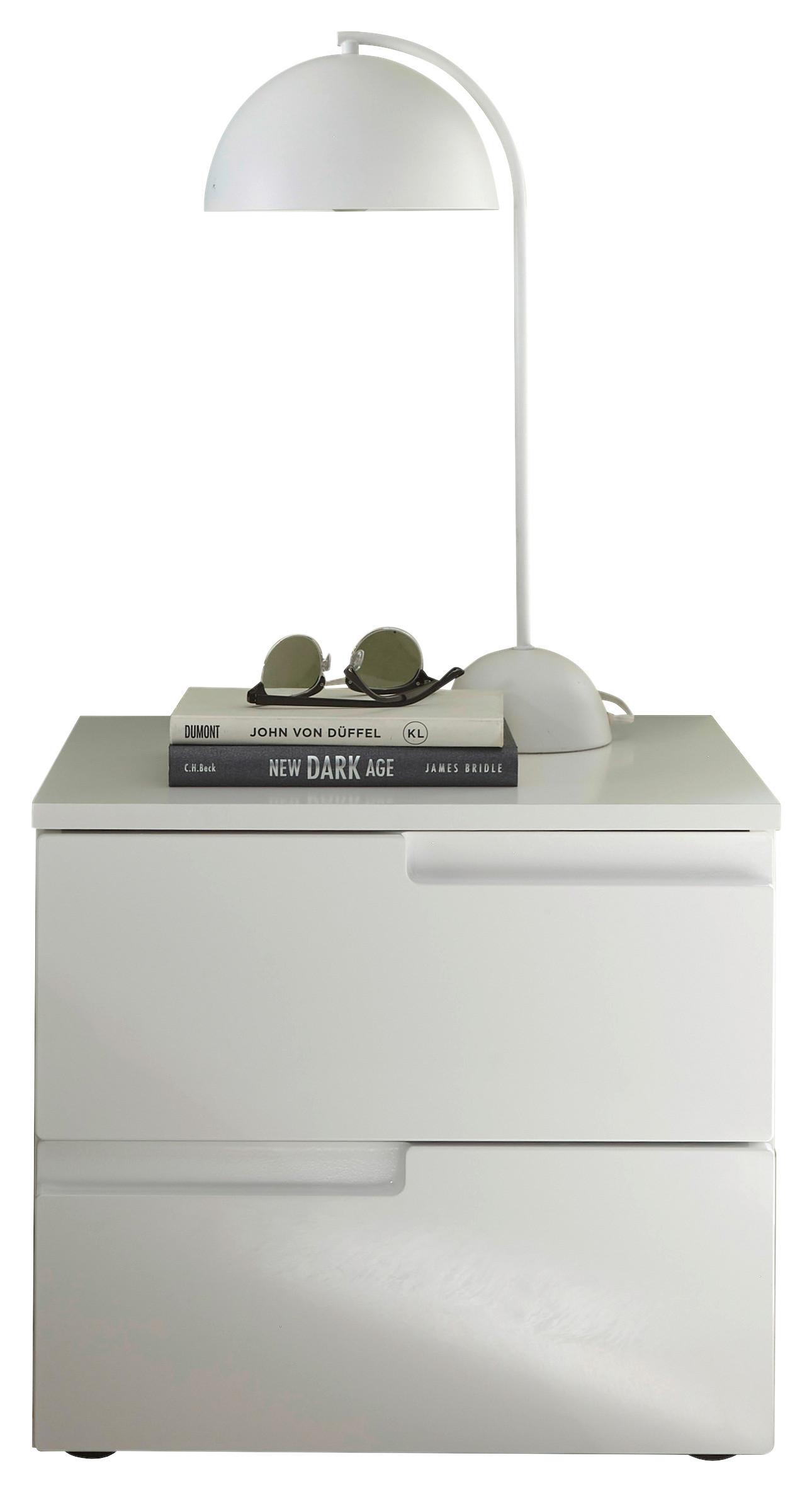 Nočný stolík SPICE 2 2 zásuvky, v bielom dekore - čierna/biela, Modern, kompozitné drevo/plast (46,2/41,7/40cm)