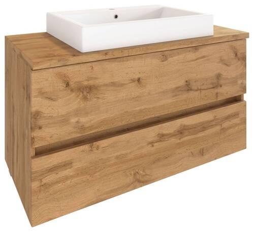 Waschbecken Mit Unterschrank Pienza B: 100 Cm Eiche Dekor - Eiche Wotan/Weiß, MODERN, Keramik/Holzwerkstoff (100cm) - Held