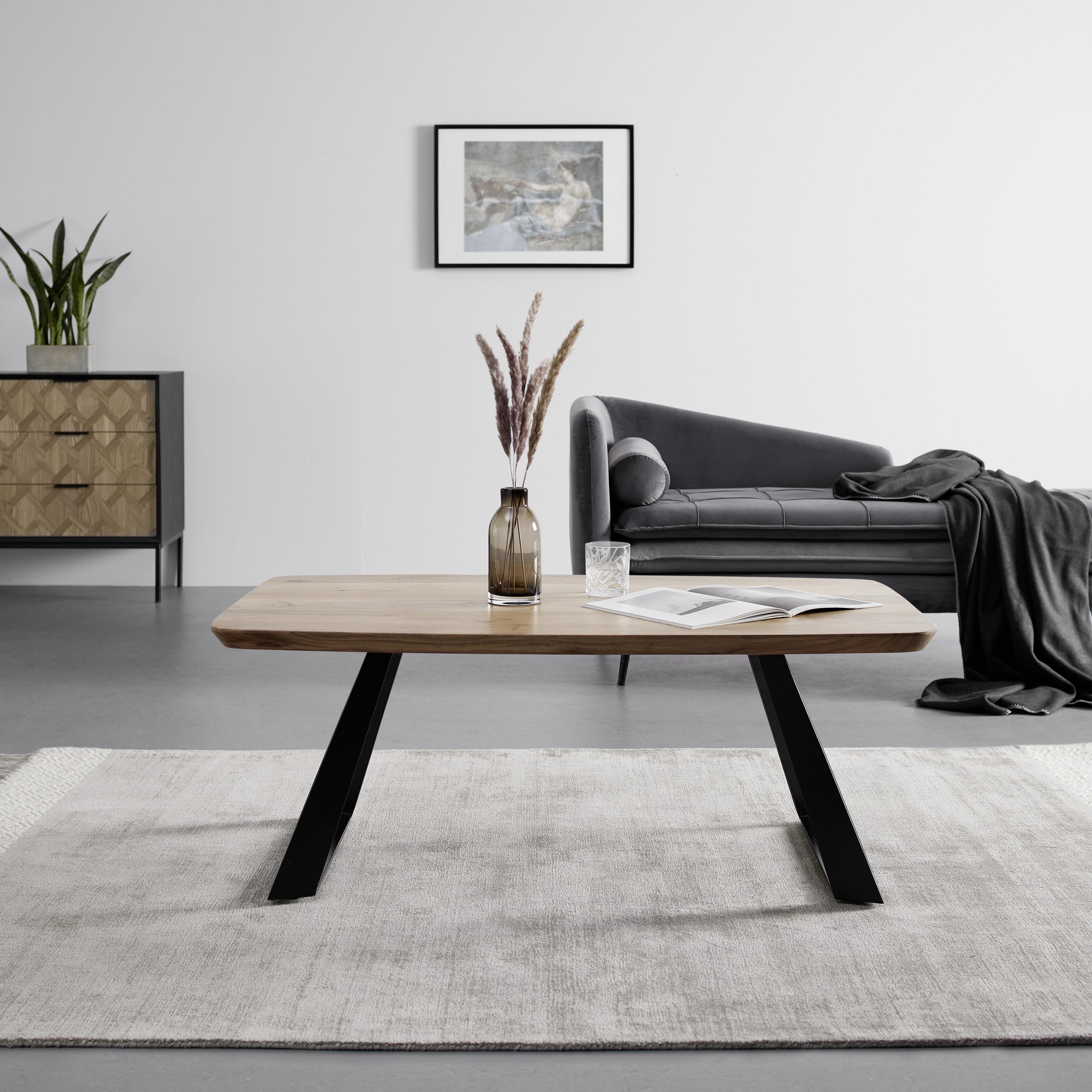 Konferenční stolek BURGSINN 115x70 cm - černá/barvy akácie, Natur, kov/dřevo (115/70/45cm) - Livetastic