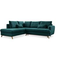 Ecksofa Scanddic Lagom Türkis S: 202x242 cm - Türkis/Naturfarben, Textil (202/242cm) - MID.YOU