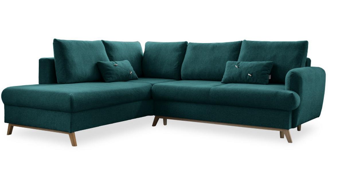 Ecksofa Scanddic Lagom Türkis S: 202x242 cm - Türkis/Naturfarben, Textil (202/242cm) - MID.YOU