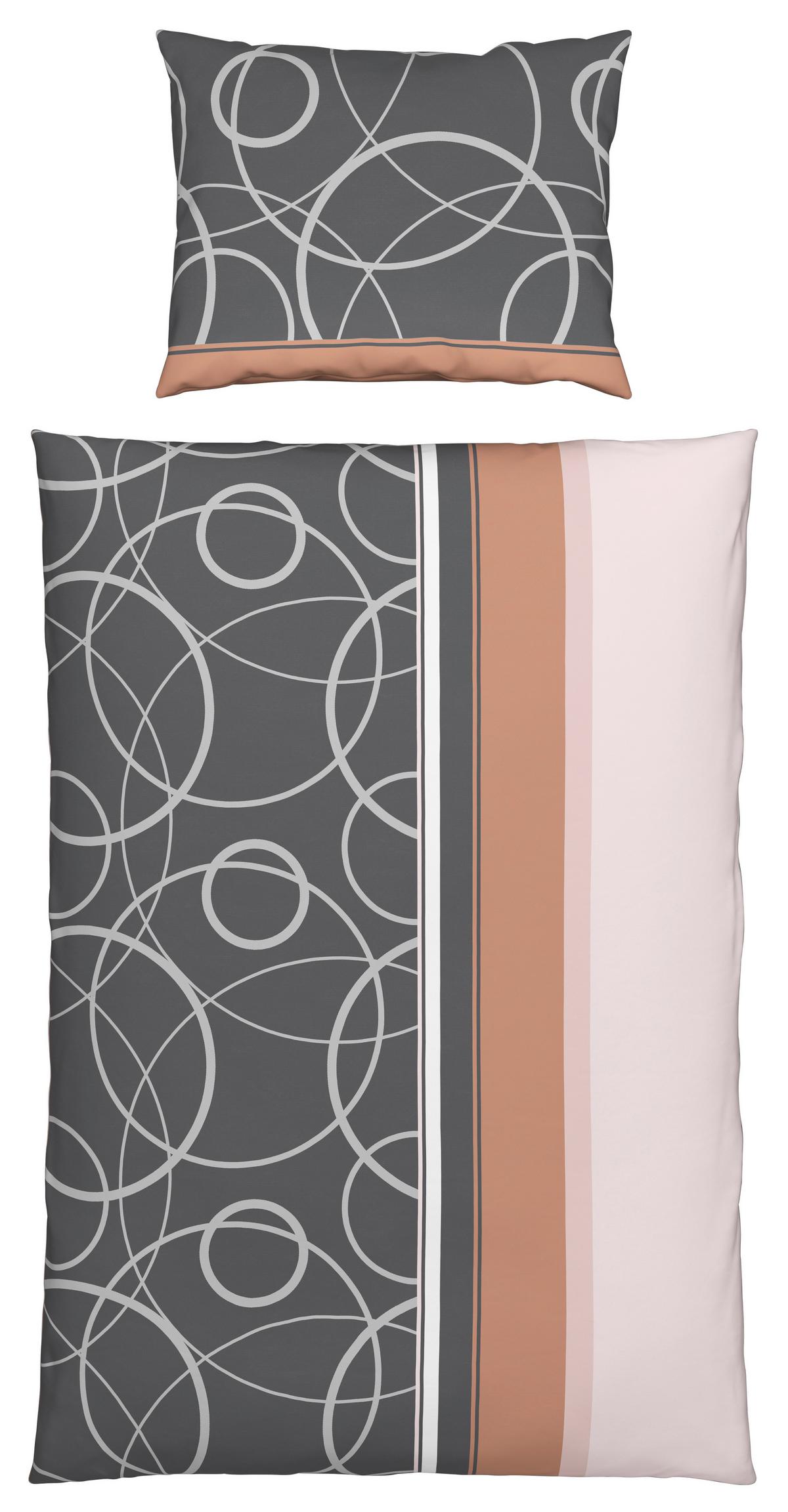 Bettwäsche 140x200 cm Liv Mikrofaser Grau/Rosa - Rosa/Grau, MODERN, Textil - Luca Bessoni