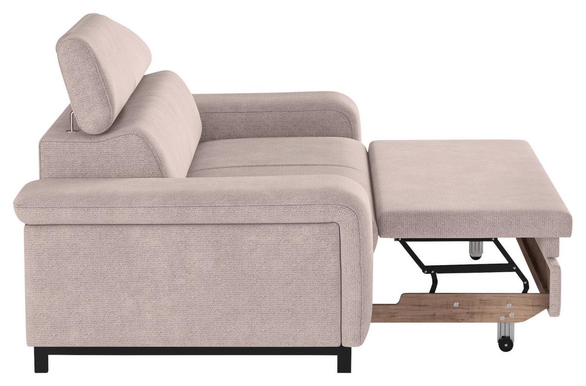 3-Sitzer-Sofa Emma Mit Liegefunktion Creme B: 217 cm - Creme/Schwarz, Textil (217/81/100cm) - MID.YOU