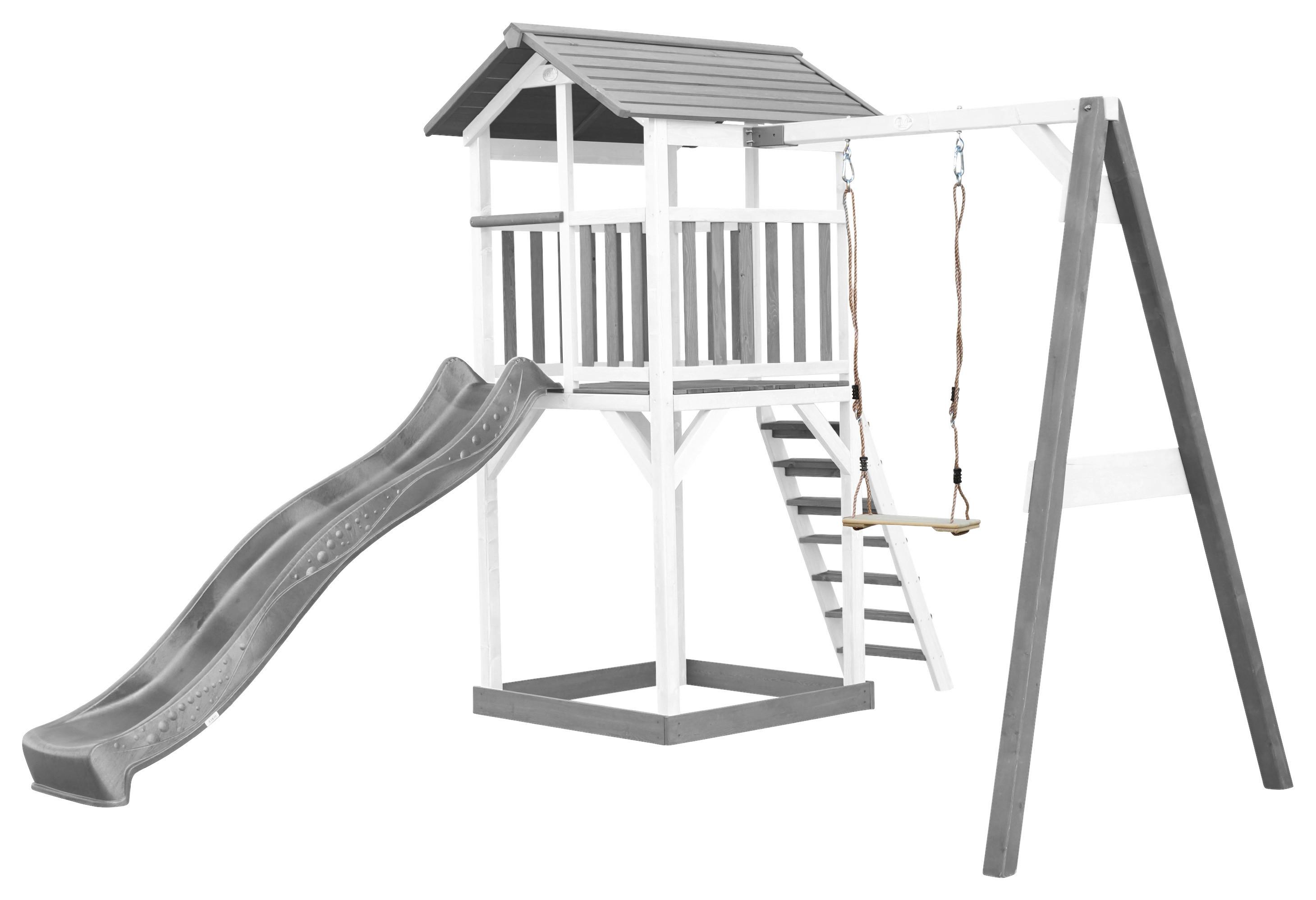 Spielturm A025.121.82 - Weiß/Grau, KONVENTIONELL, Holz/Kunststoff (283,6/241,9/349cm) - Ambia Garden