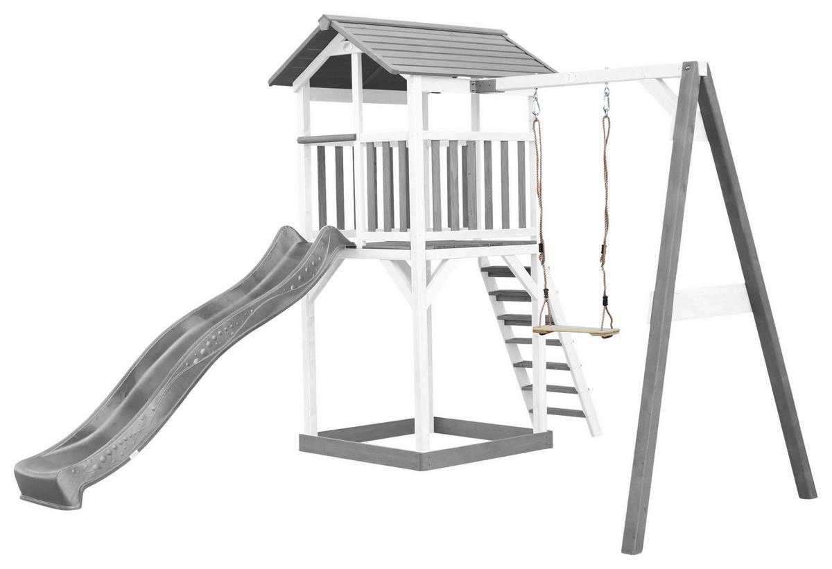 Spielturm A025.121.82 - Weiß/Grau, KONVENTIONELL, Holz/Kunststoff (283,6/241,9/349cm) - Ambia Garden