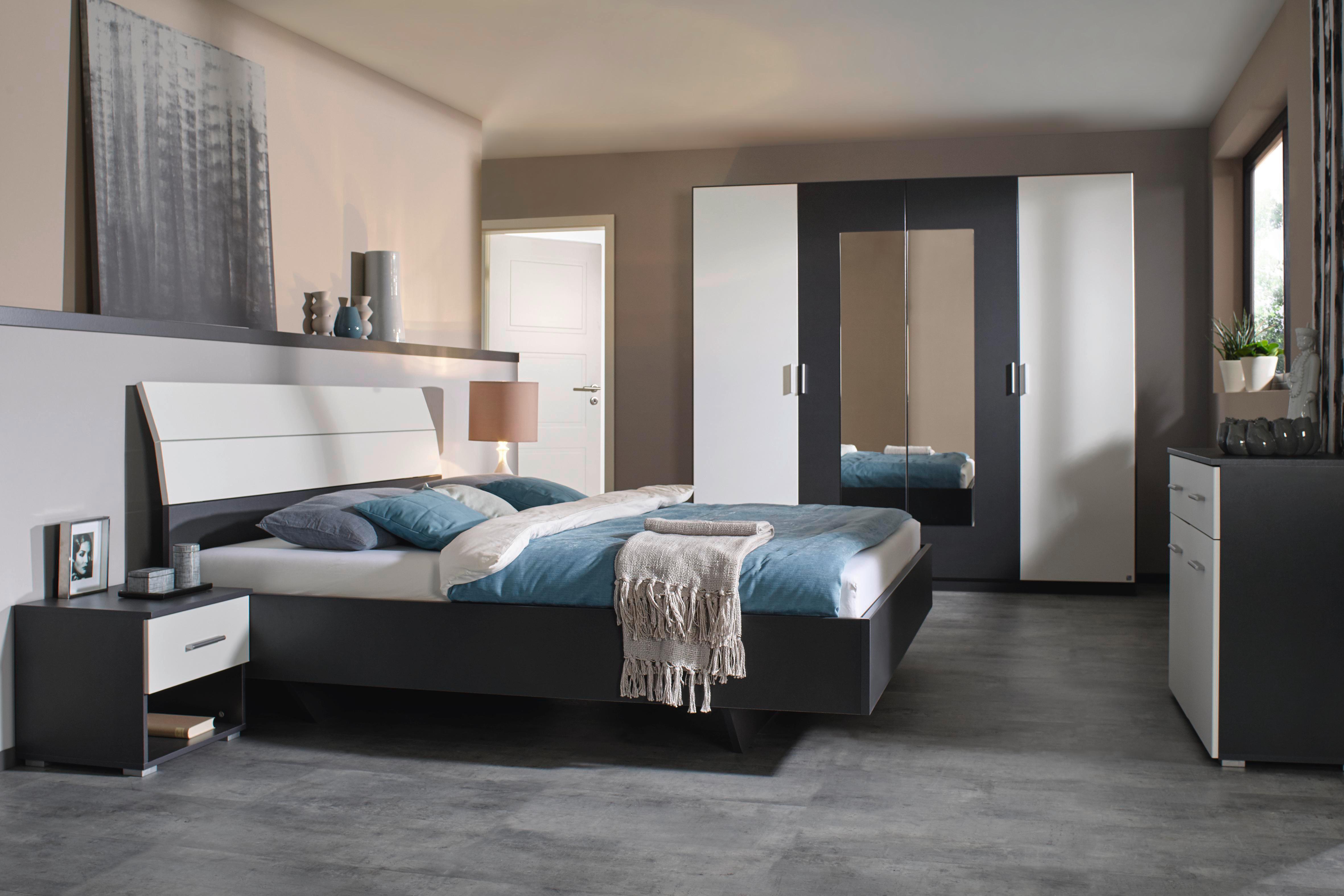Drehtürenschrank Mit Spiegel 181cm Borneo, Grau/Weiß