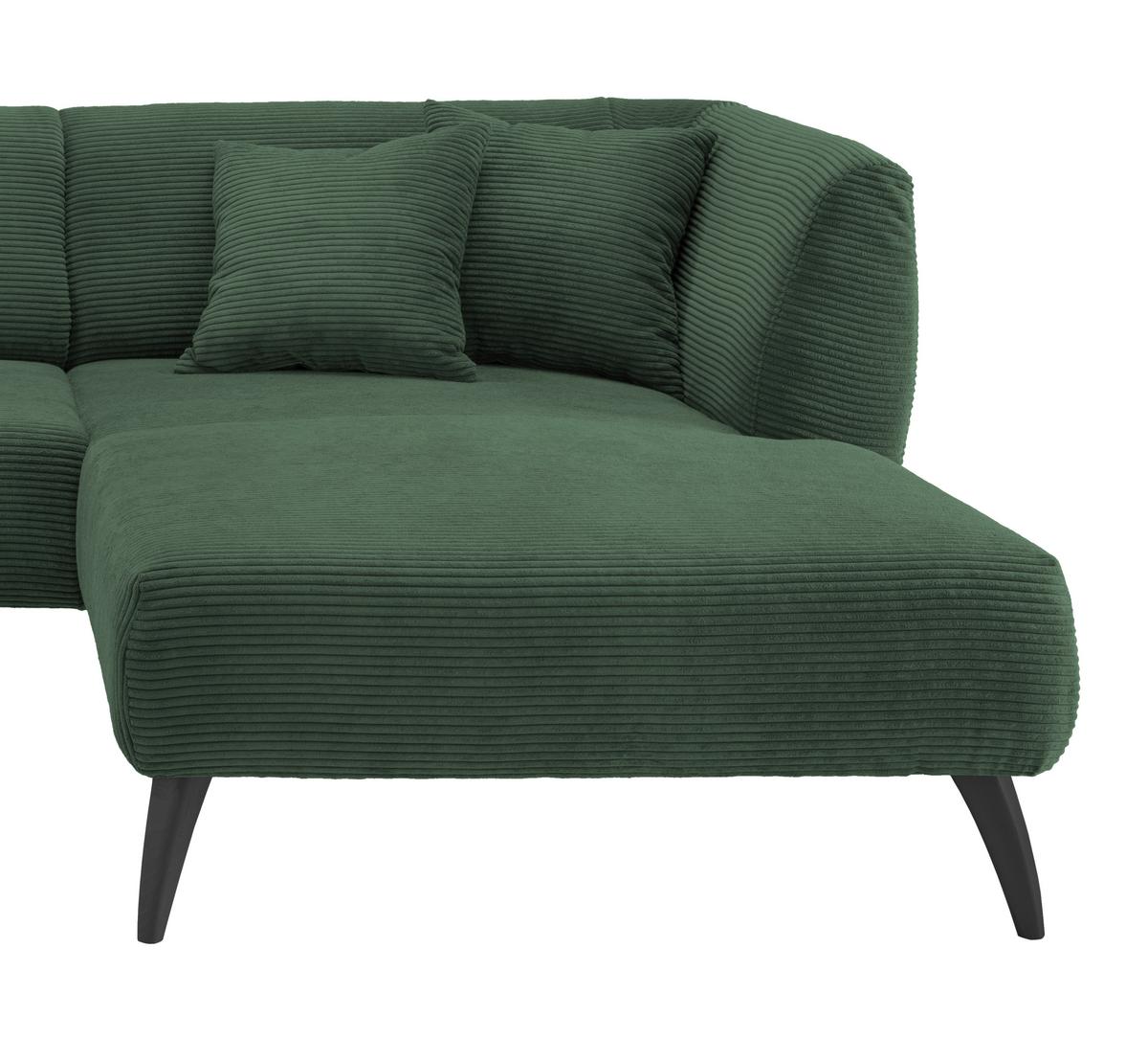 Ecksofa Colori Dunkelgrün S: 264/160 Cm - Dunkelgrün/Schwarz, MODERN, Holz/Textil (264/160cm) - MID.YOU