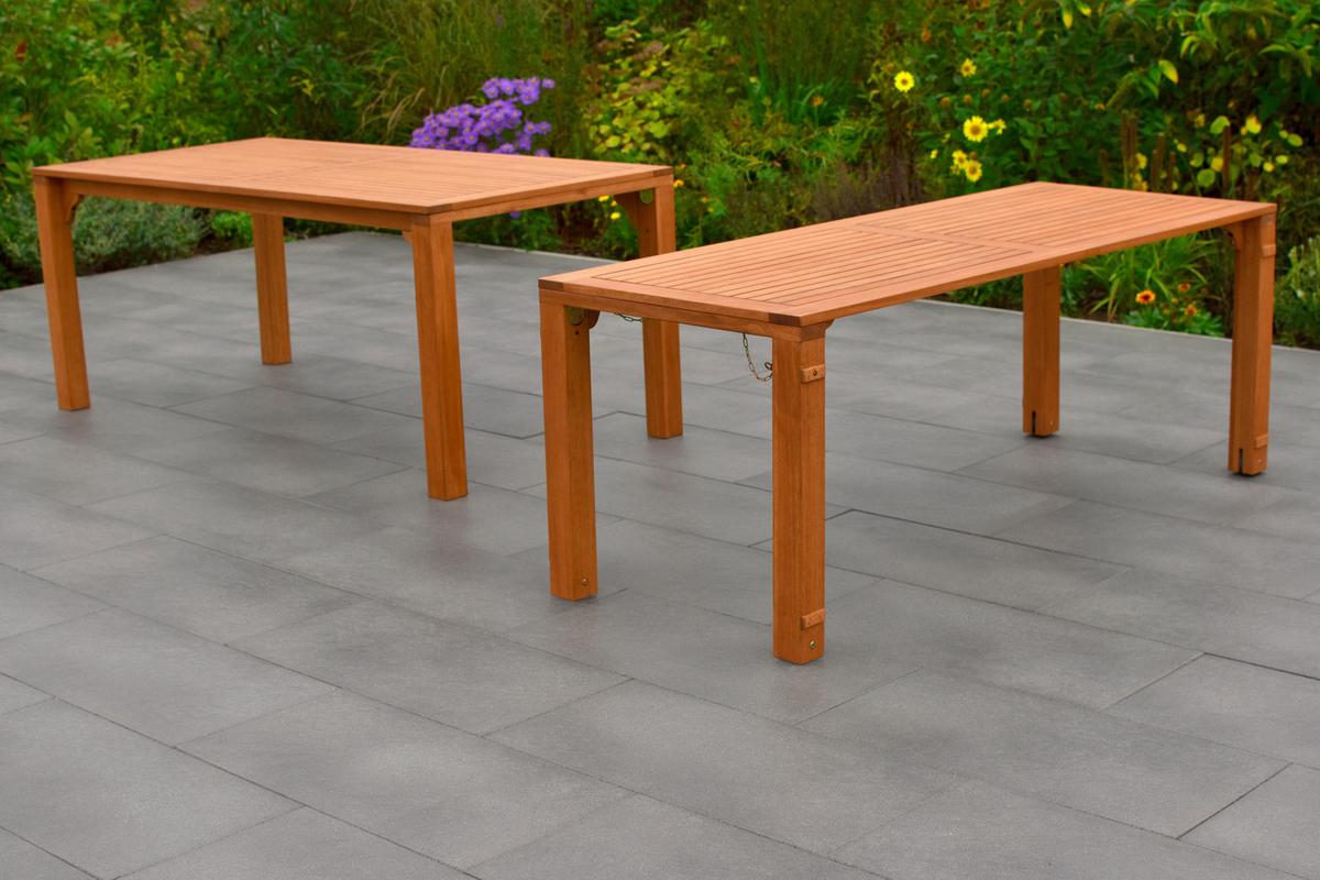 Gartengarnitur 9-Tlg. Comodoro Holz Massiv - Naturfarben, KONVENTIONELL, Holz - Gardenson