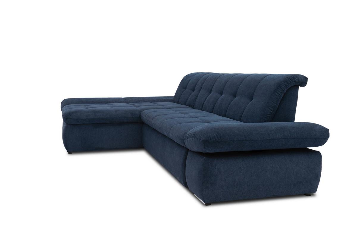 Ecksofa Mit Schlaffunktion Moric Dunkelblau Mikrofaser - Chromfarben/Dunkelblau, KONVENTIONELL, Textil (172/300cm) - MID.YOU