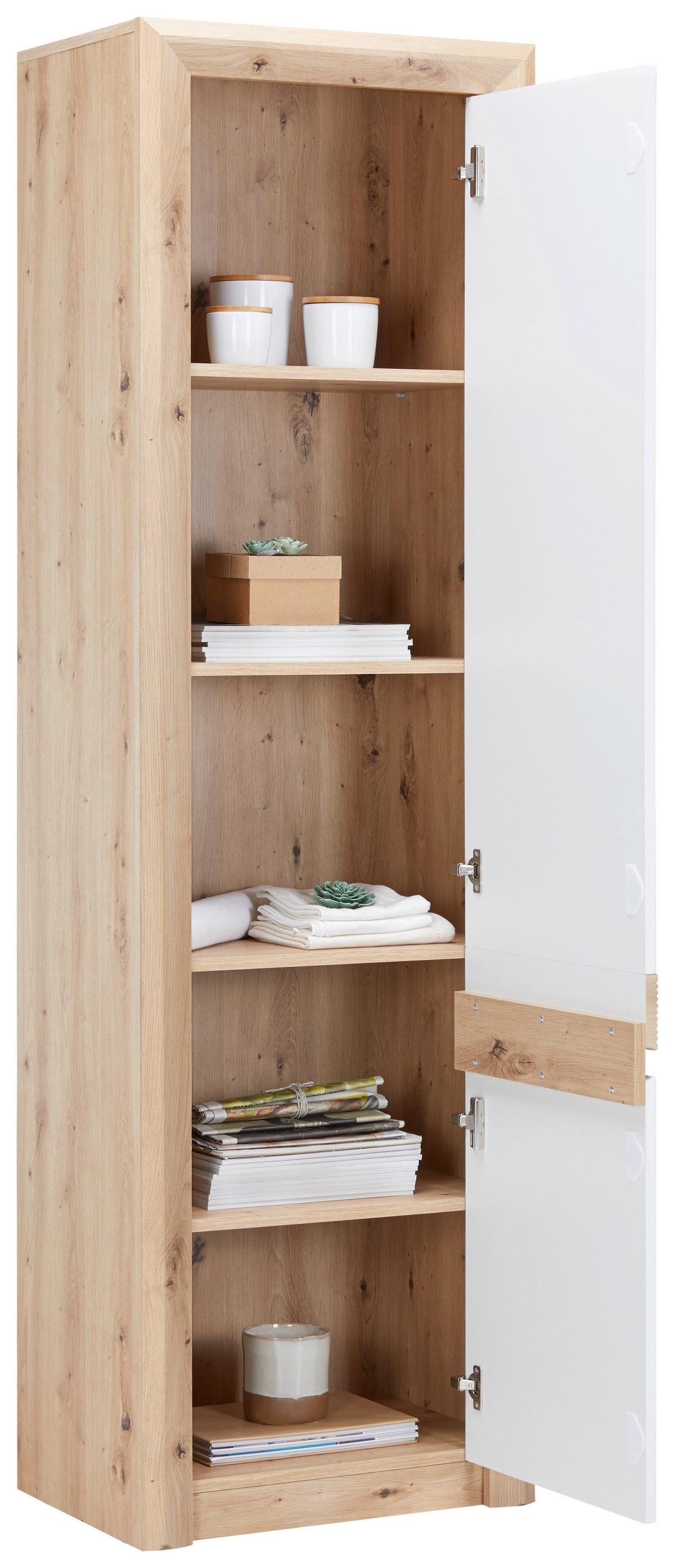 Mehrzweckschrank Kashmir Eiche Dekor/Weiß BxH 57x192 cm - Eichefarben/Weiß, MODERN, Holzwerkstoff (57/192/41cm) - James Wood