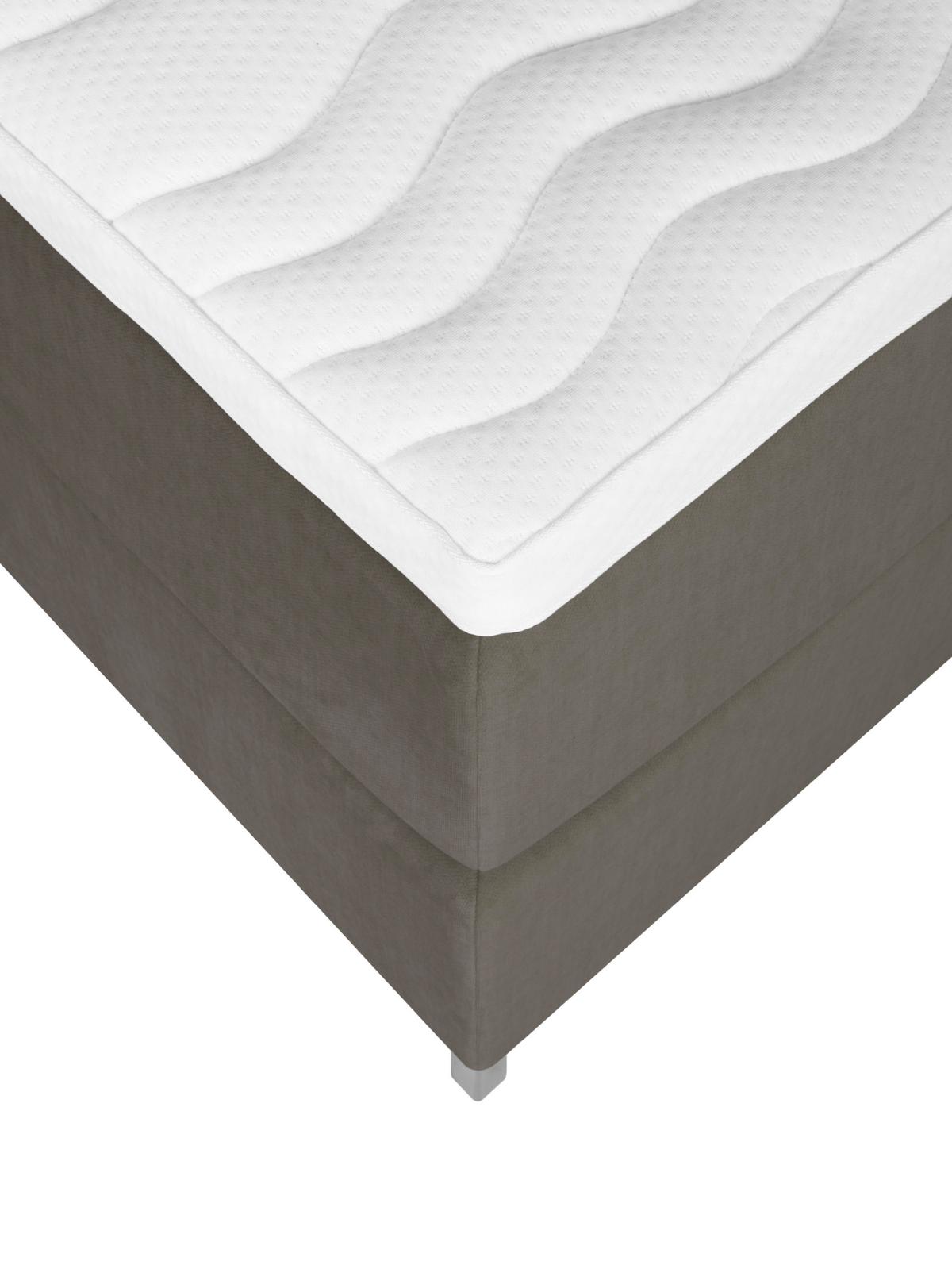 Boxspringbett Graz 180x200 cm Braun inkl. Topper - Alufarben/Braun, MODERN, Textil (180/200cm) - MID.YOU