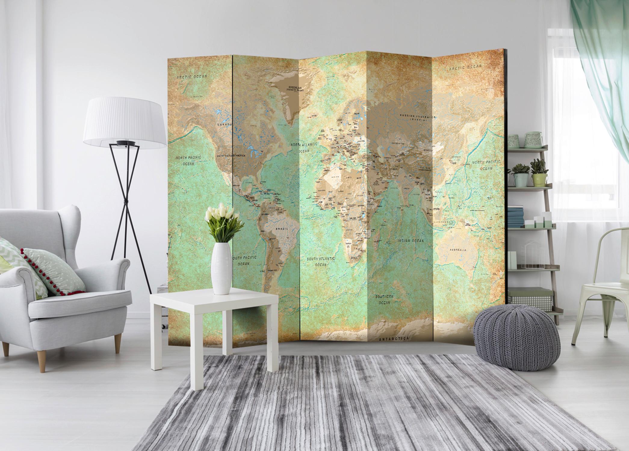 Paravent Türkis Beige B: 225 Cm
