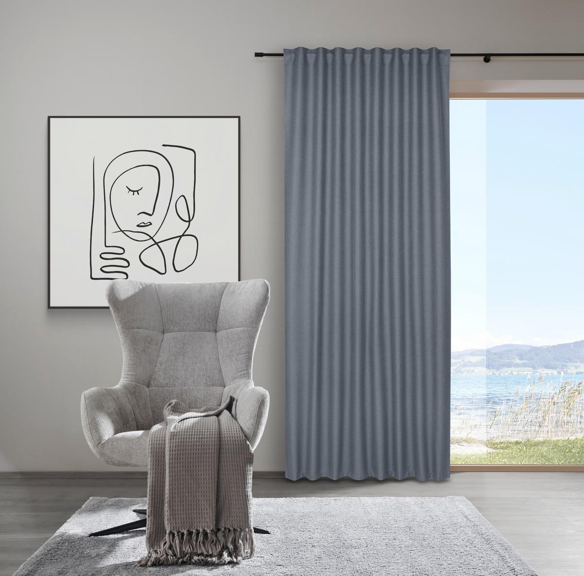 Zatemňovací závěs Allan, 135/255cm, šedá - šedá, Romantický / Rustikální, textil (135/255cm) - Premium Living