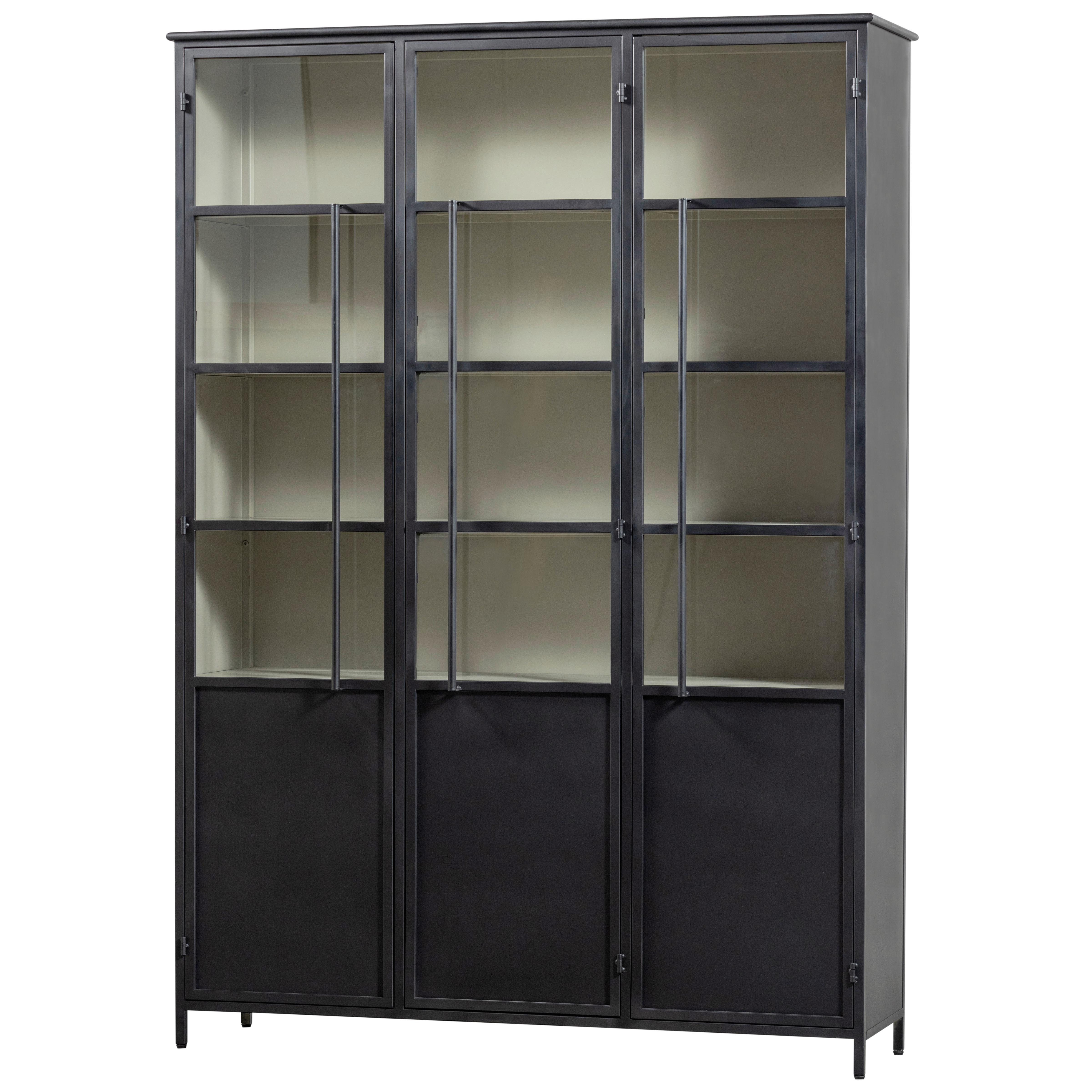 Vitrine Exhibit Schwarz B: 140 Cm - Schwarz, Design, Glas/Metall (140/200/40cm) - Livetastic