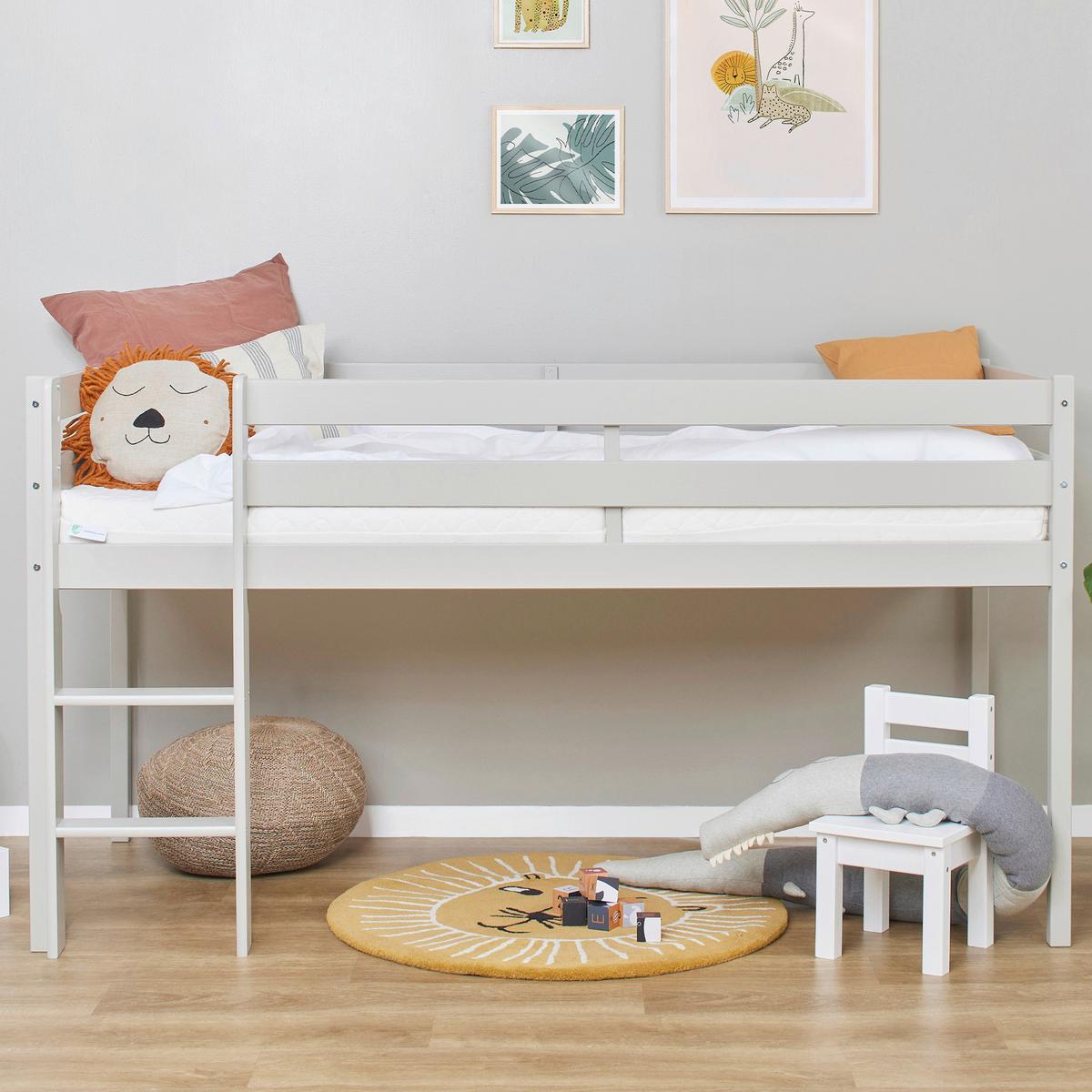 Hochbett Eco Comfort Grau, Lf: 90x200 cm - Naturfarben/Grau, MODERN, Holz (90/200cm) - MID.YOU