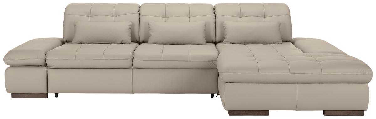 Rohová sedačka SANFINO, pravá, svetlě šedá pravá kůže - světle šedá/barvy chromu, Konvenční, kov/kůže (305/199cm) - Premium Living