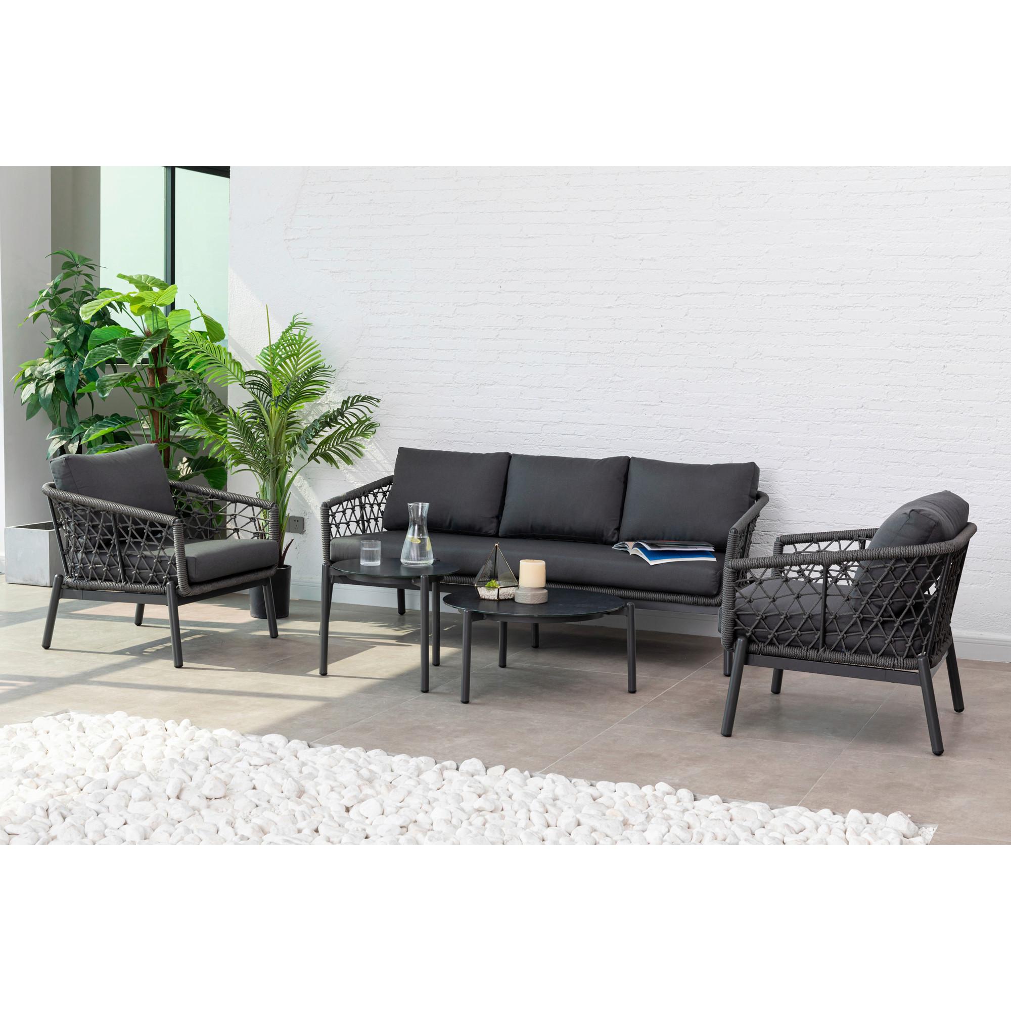 GARTENSET HAVEN - Anthrazit, MODERN, Glas/Kunststoff - Gardenson