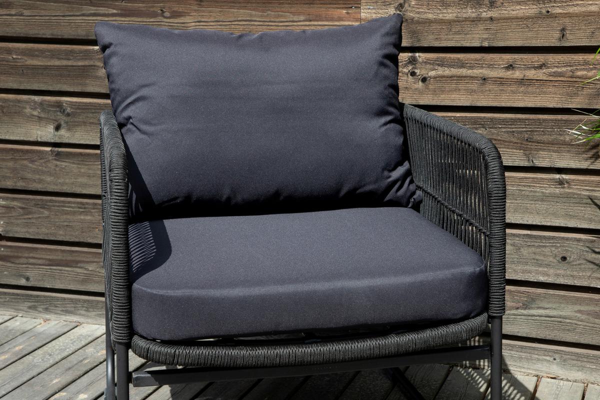 Loungegarnitur Utah - Schwarz, KONVENTIONELL, Textil/Metall - Gardenson