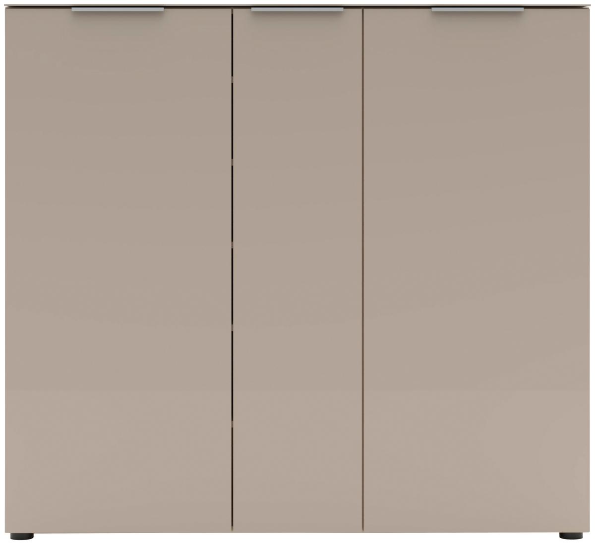 Cipősszekrény Siena 136/125cm - kasmírszínű/tölgyfa színű, Modern, faalapú anyag/üveg (136/125/41cm)