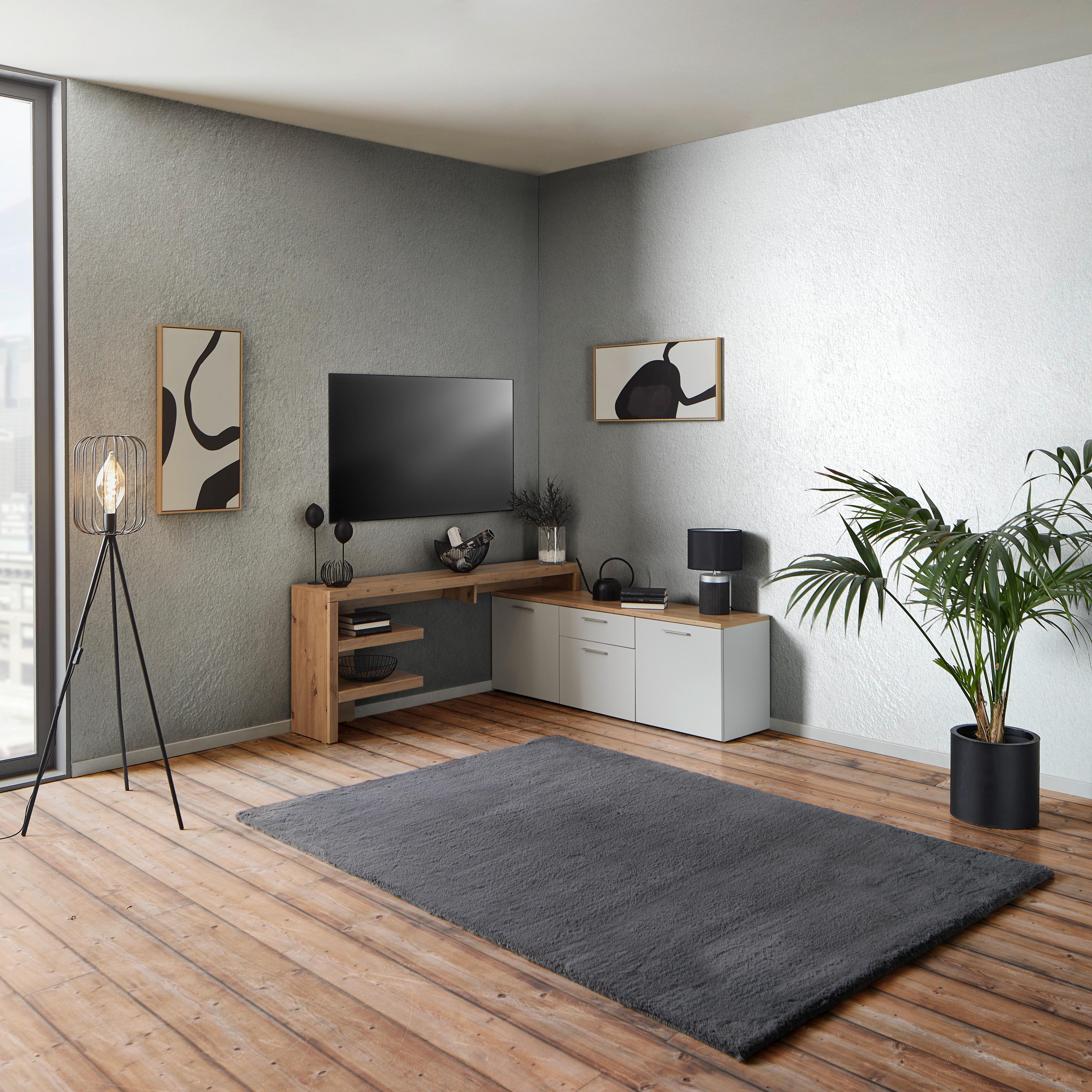 TV-Element TWIN in Hellgrau und Eichefarben
