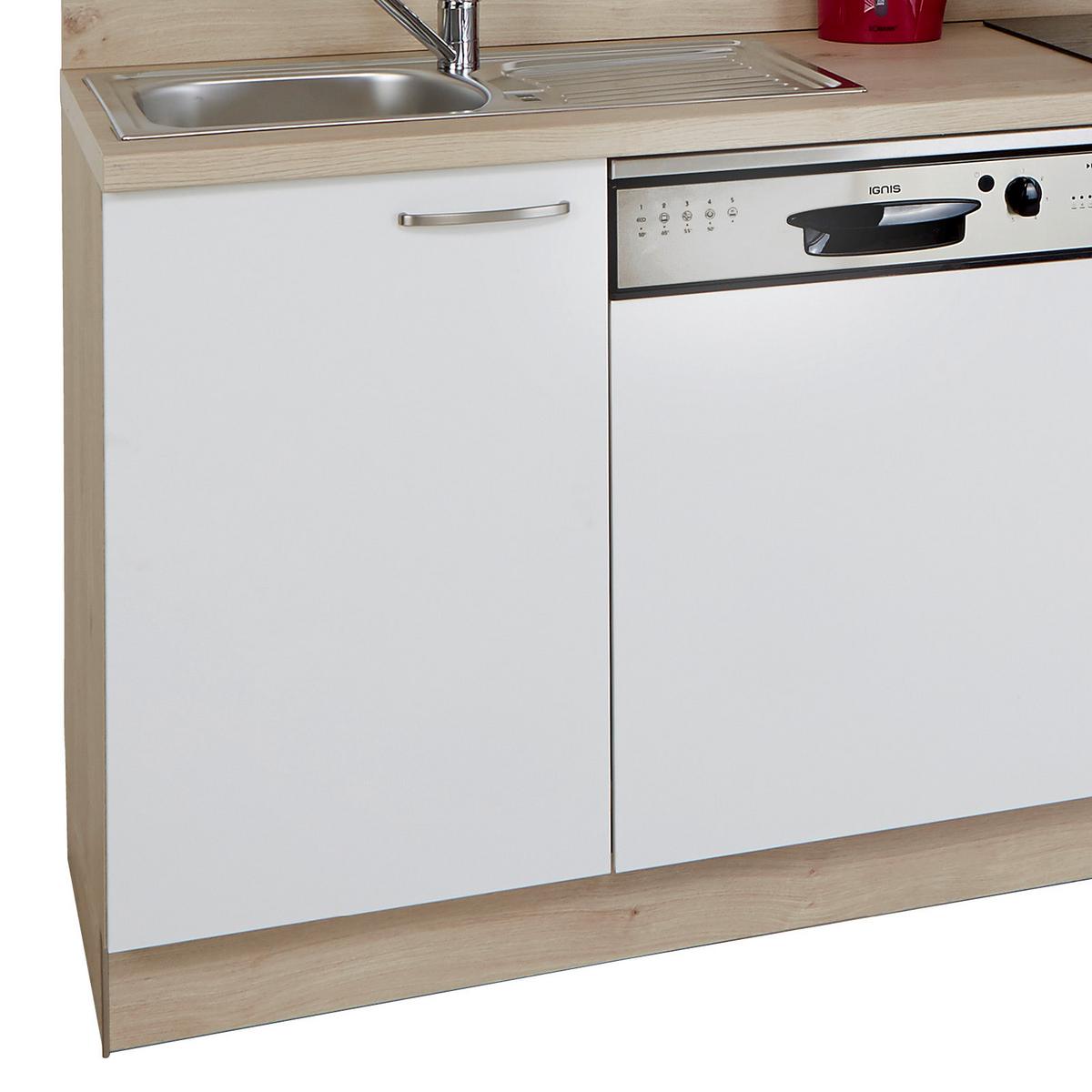 Küchenzeile Win/Plan Mit Geräten 280cm Grau/Eiche Dekor - Basics, Holzwerkstoff (280cm) - Express