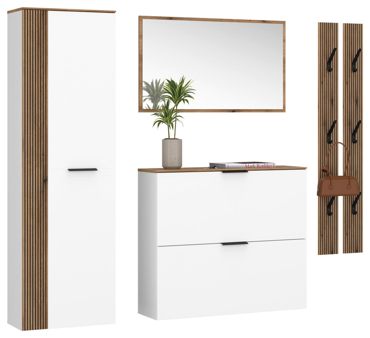 Garderobe Aladin Stehend & Hängend Montierbar - Eichefarben/Weiß, MODERN, Holzwerkstoff (184/199,9/35cm)