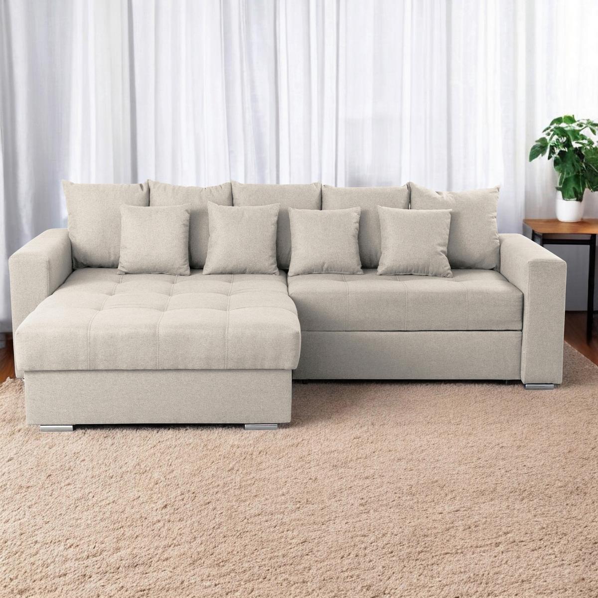 Ecksofa Flavio Beige S: 165x265cm - Beige/Silberfarben, Design, Textil (165/265cm) - MID.YOU