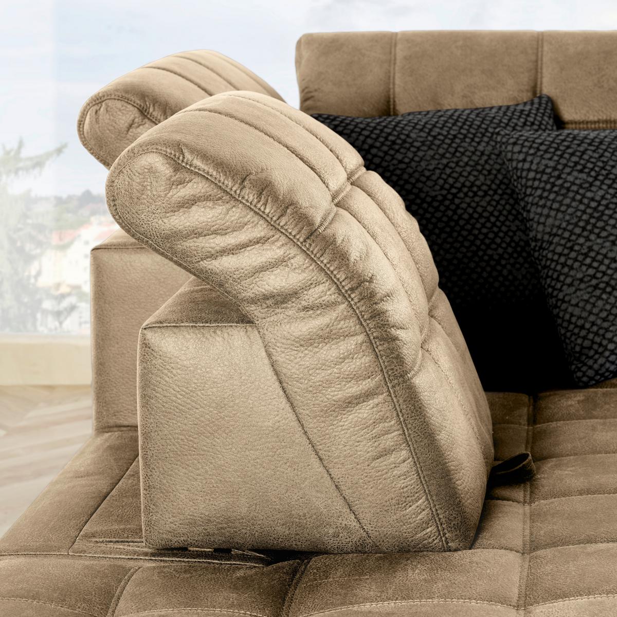 Rohová sedačka PANAMA, levá, béžová - černá/béžová, Konvenční, kov/textil (216/304cm) - Premium Living