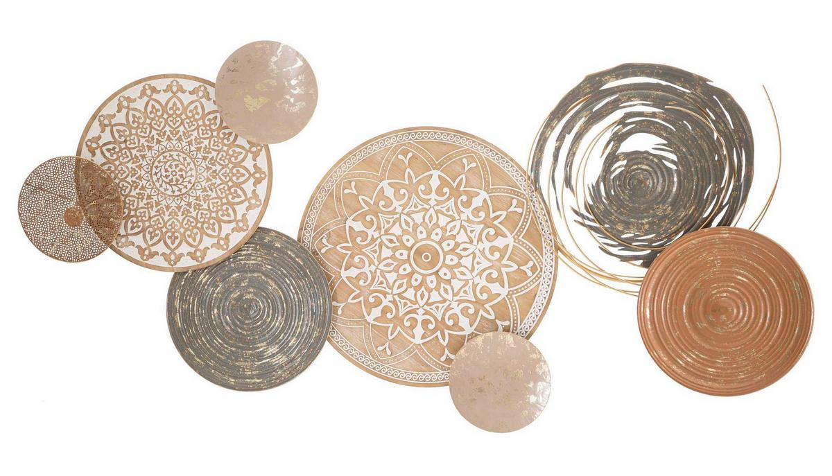 Wanddeko Boho Gold/Kupferfarben/Grau B:167cm - Goldfarben/Grau, Basics, Holzwerkstoff/Metall (167.60/80.6/8.9cm)
