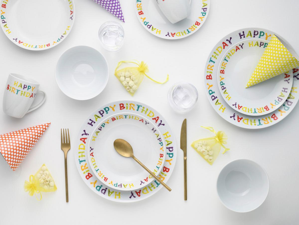 Kombiservice Happy Birthday Multicolor - Multicolor, Basics, Keramik - Creatable