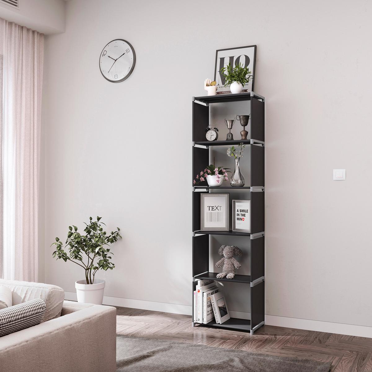 REGALKOMBINATION B: 50 cm, Schwarz - Schwarz, Basics, Kunststoff/Textil (50/180/30cm) - Boxxx