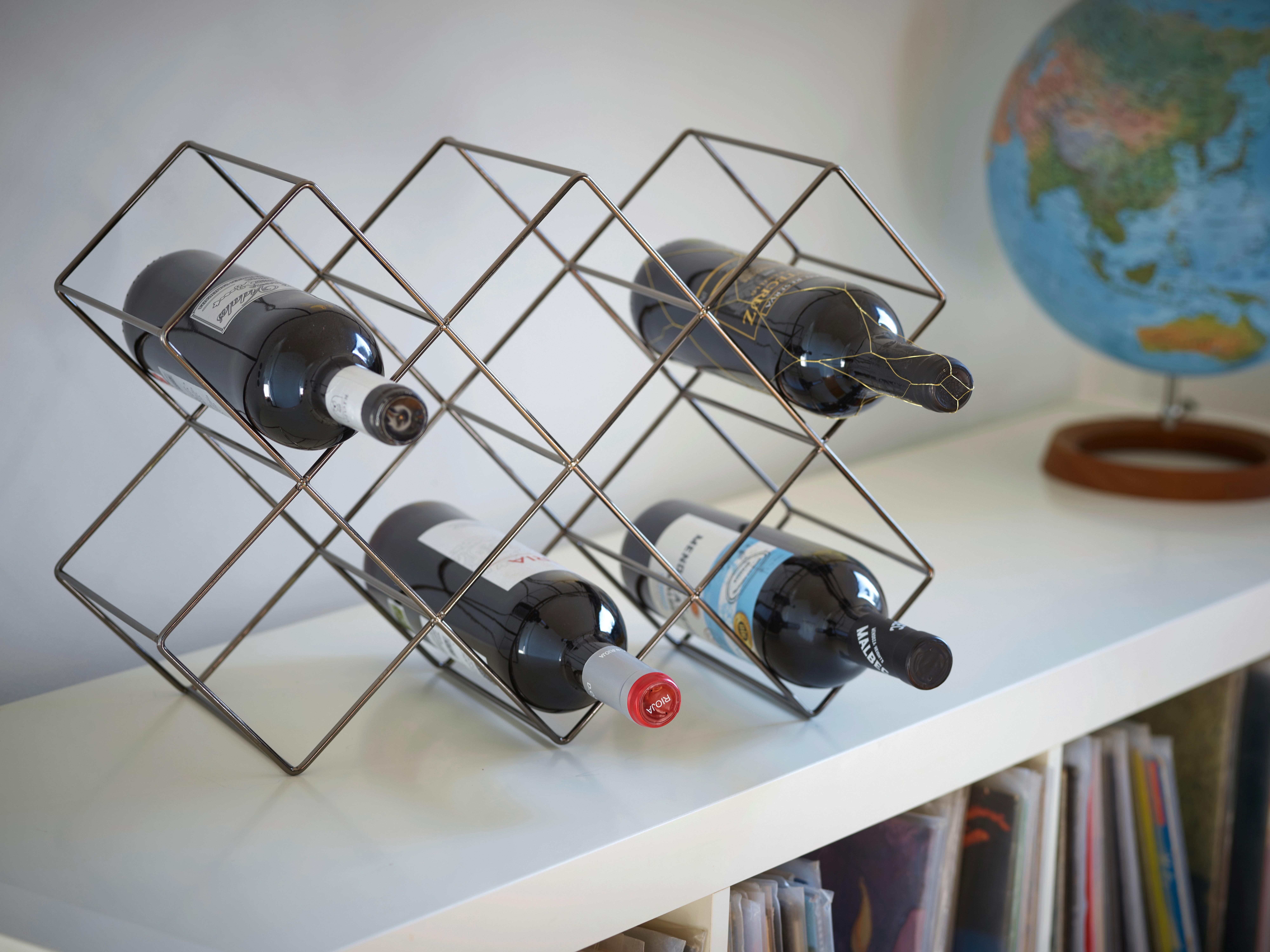 Schwarzes Weinregal für 8 Flaschen