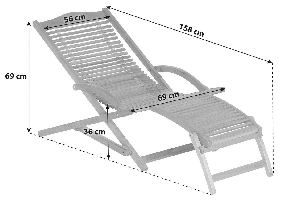 Bäderliege Copa Echtholz Klappbar - Braun, KONVENTIONELL, Holz (69/69/158cm) - Gardenson
