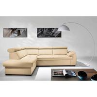 Ecksofa City Beige S: 211x265 cm - Wengefarben/Beige, Design, Leder (211/265cm) - Livetastic