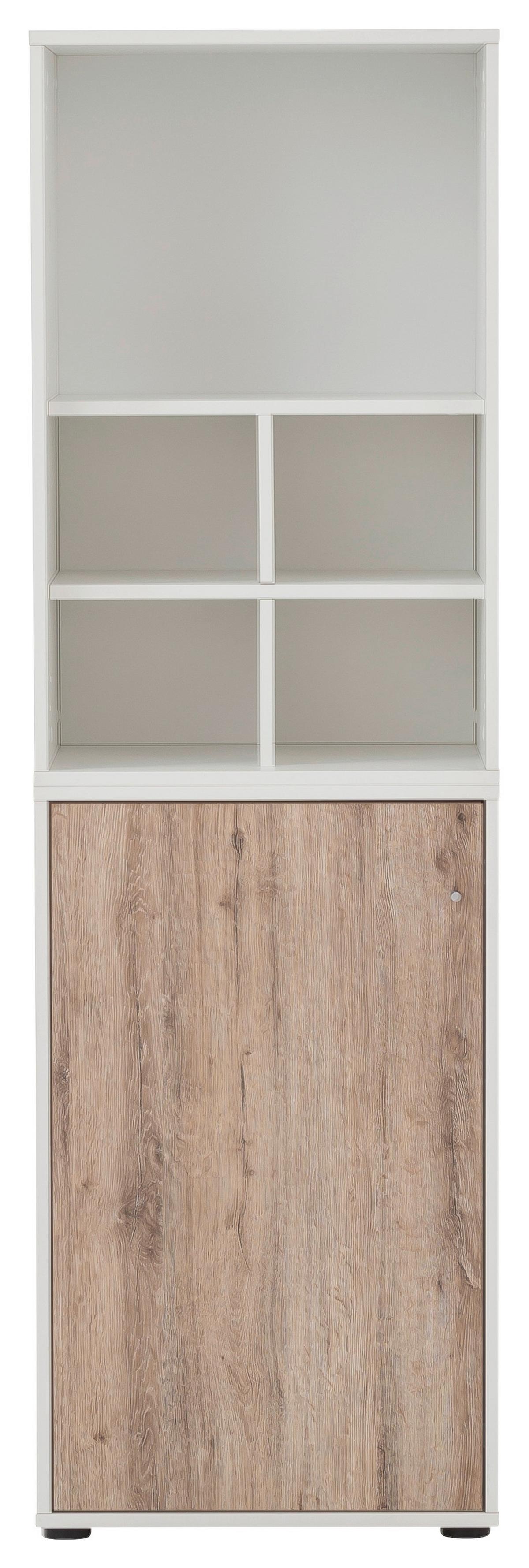 Aktenschrank Holzwerkstoff Weiß/Wildeiche B: 50,9 cm - Wildeiche/Weiß, MODERN, Holzwerkstoff (50,9/165,2/41cm) - MID.YOU