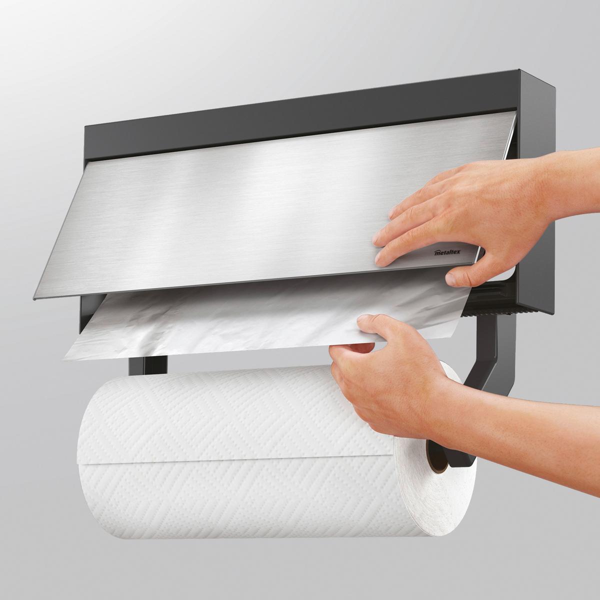 Küchenrollenhalter Mona - Schwarz, Basics, Kunststoff/Metall (38/6/17cm) - Metaltex