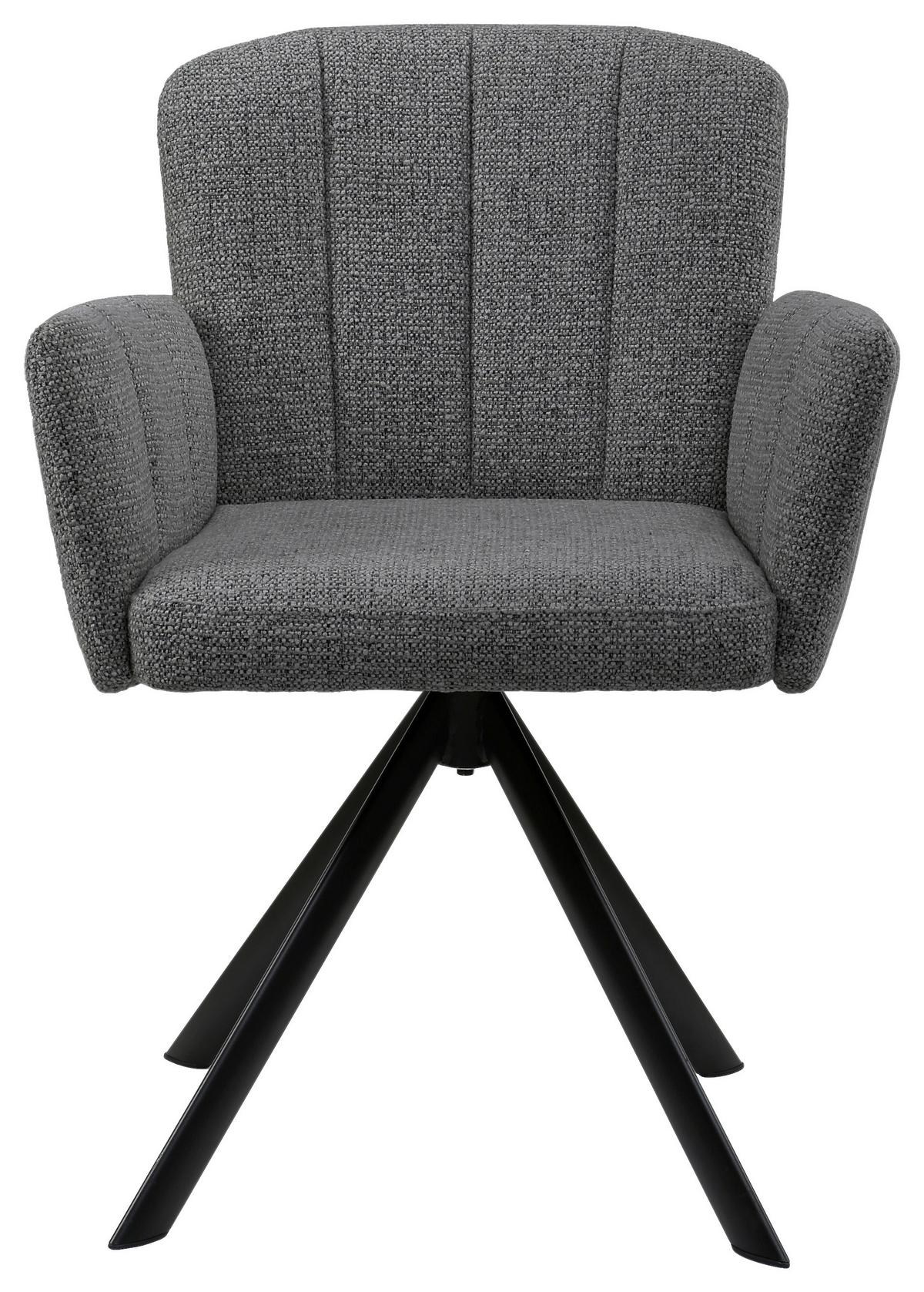 Otoční židle s područkami NORA šedá - šedá/černá, Moderní, kov/dřevo (61/87/65cm) - Premium Living