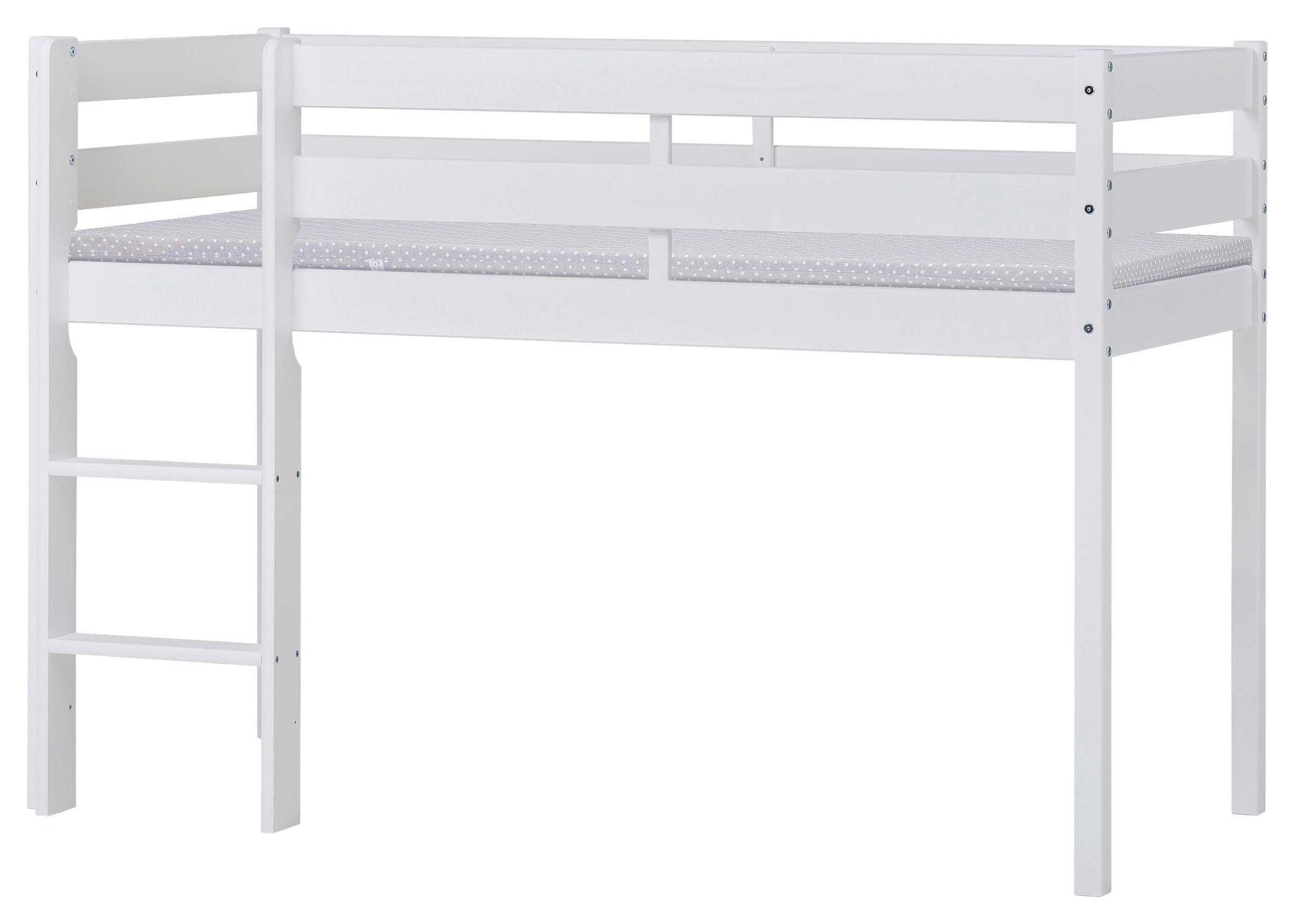 Hochbett Eco Comfort Kiefer Massiv, Lf: 90x200 Cm - Weiß/Naturfarben, MODERN, Holz (90/200cm) - MID.YOU