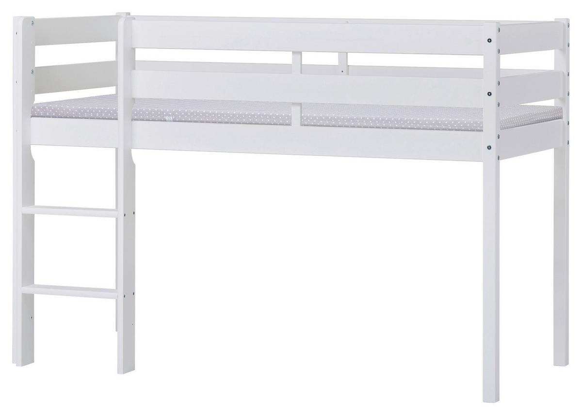 Hochbett Eco Comfort Weiß, Lf: 70x160 Cm - Weiß/Naturfarben, MODERN, Holz (70/160cm) - MID.YOU