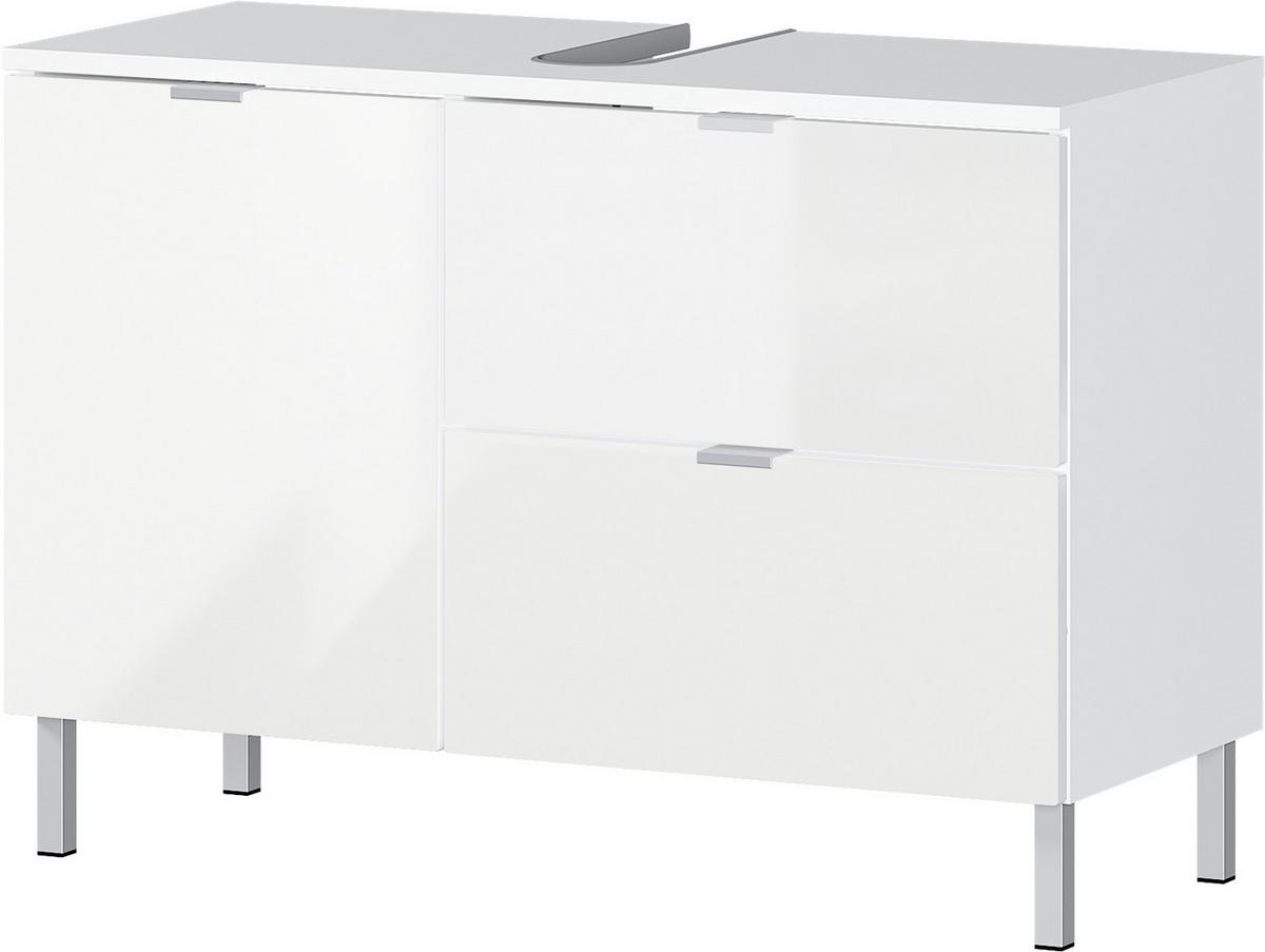 Waschbeckenunterschrank Gw-Mauresa B: 80 Cm - Chromfarben/Weiß, KONVENTIONELL, Holzwerkstoff (80/56/34cm) - Germania