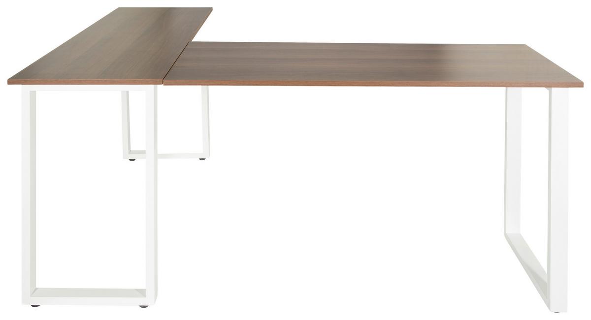 Eckschreibtisch B: 120 Cm Workspace Basic - Walnussfarben/Weiß, Basics, Holzwerkstoff/Metall (165/120/75cm) - MID.YOU