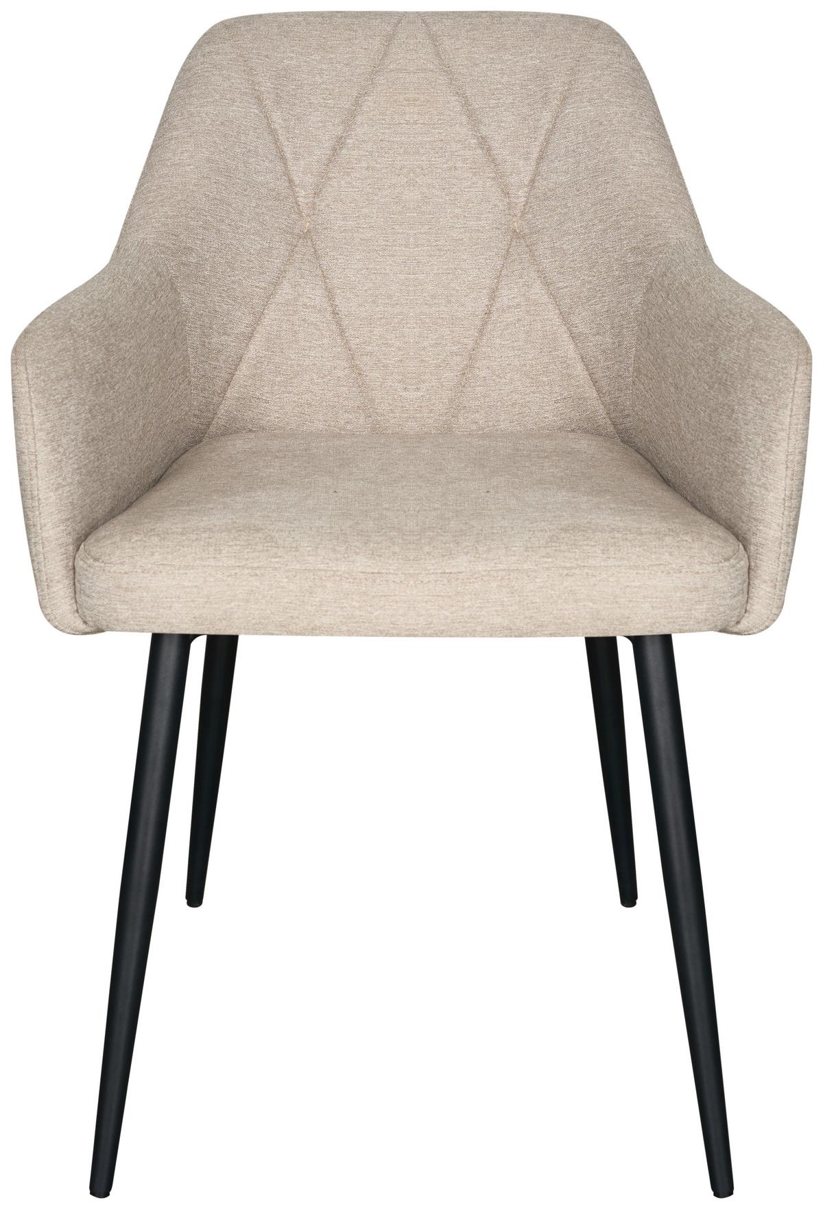 Armlehnstuhl Hardy Giga Webstoff beige, B: 56cm - Beige/Schwarz, MODERN, Textil/Metall (57/86/64cm)