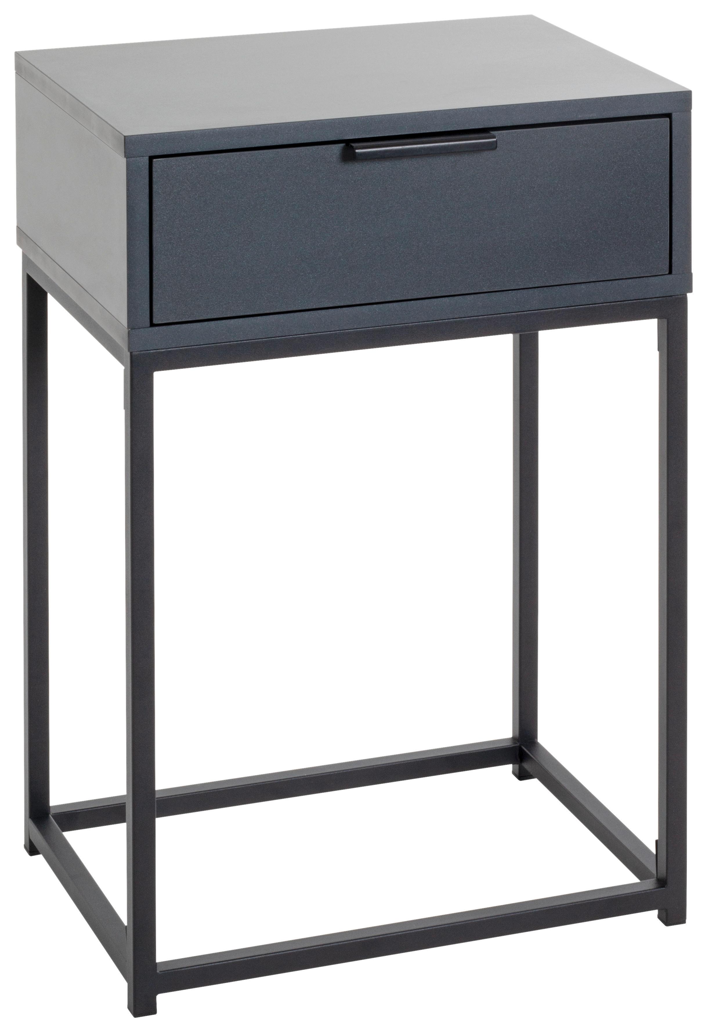Noční stolek ILVA černá/antracitová - černá/antracitová, Konvenční, kov/kompozitní dřevo (40/60/28cm)