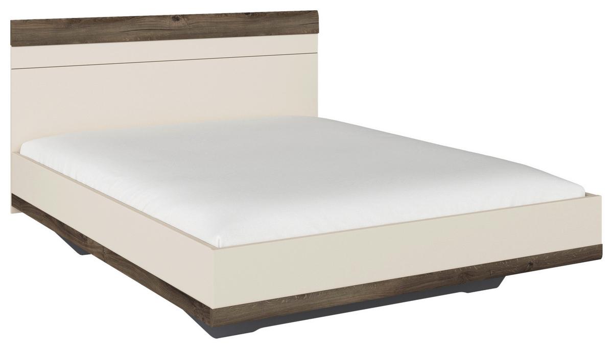 Bett Sajo-Extra Champagner/ Atlantik Oak 160x200 cm - Eiche dunkel/Champagner, Trend, Holzwerkstoff (160/200cm)