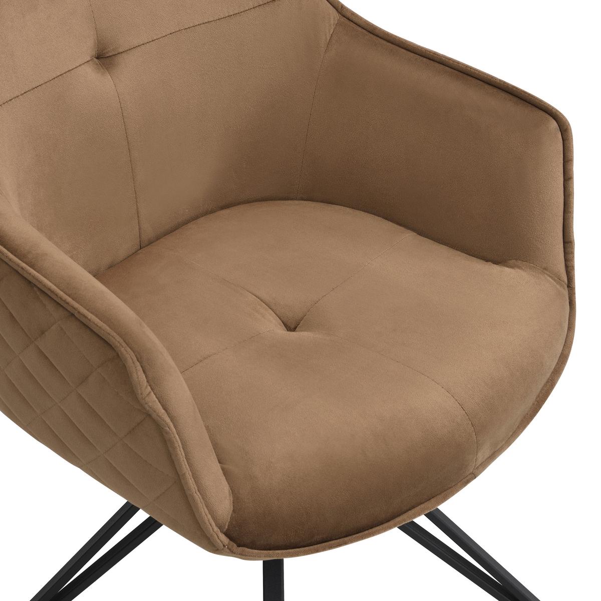 Armlehnstuhl Aurelia Schwarz/Taupe B: 57 cm - Taupe/Schwarz, MODERN, Textil/Metall (57/82/61cm) - Livetastic